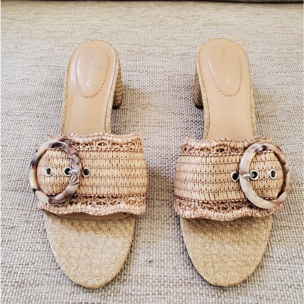 Bandolino Anni Crochet Block Heel Slide Dress Sandals sz 8 - Picture 4 of 13